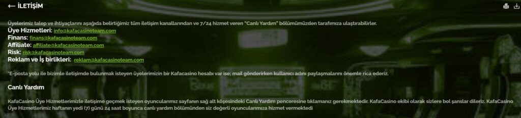 kafacasino iletişim
